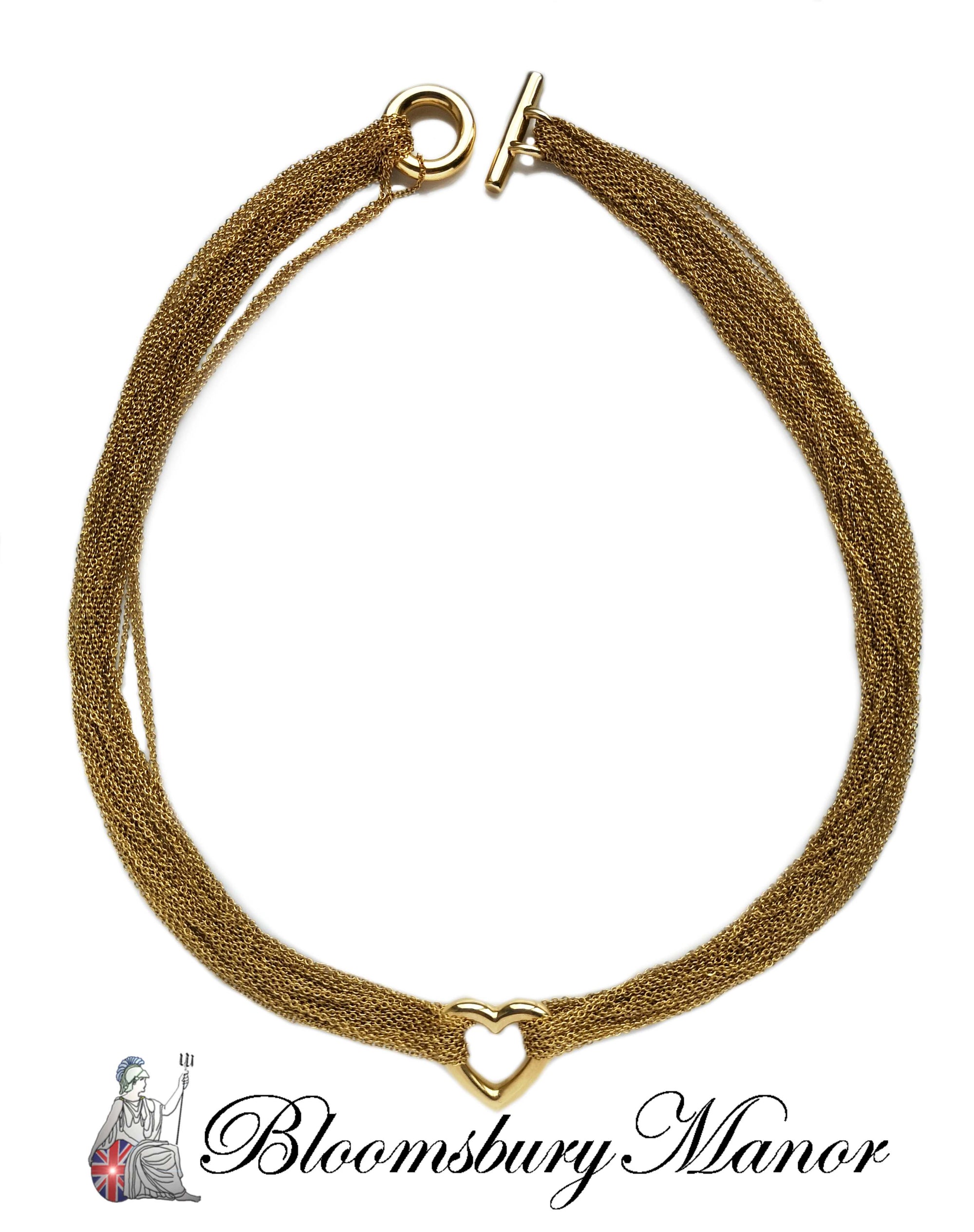 Tiffany & Co 18k Yellow Gold Heart Multi Strand Necklace