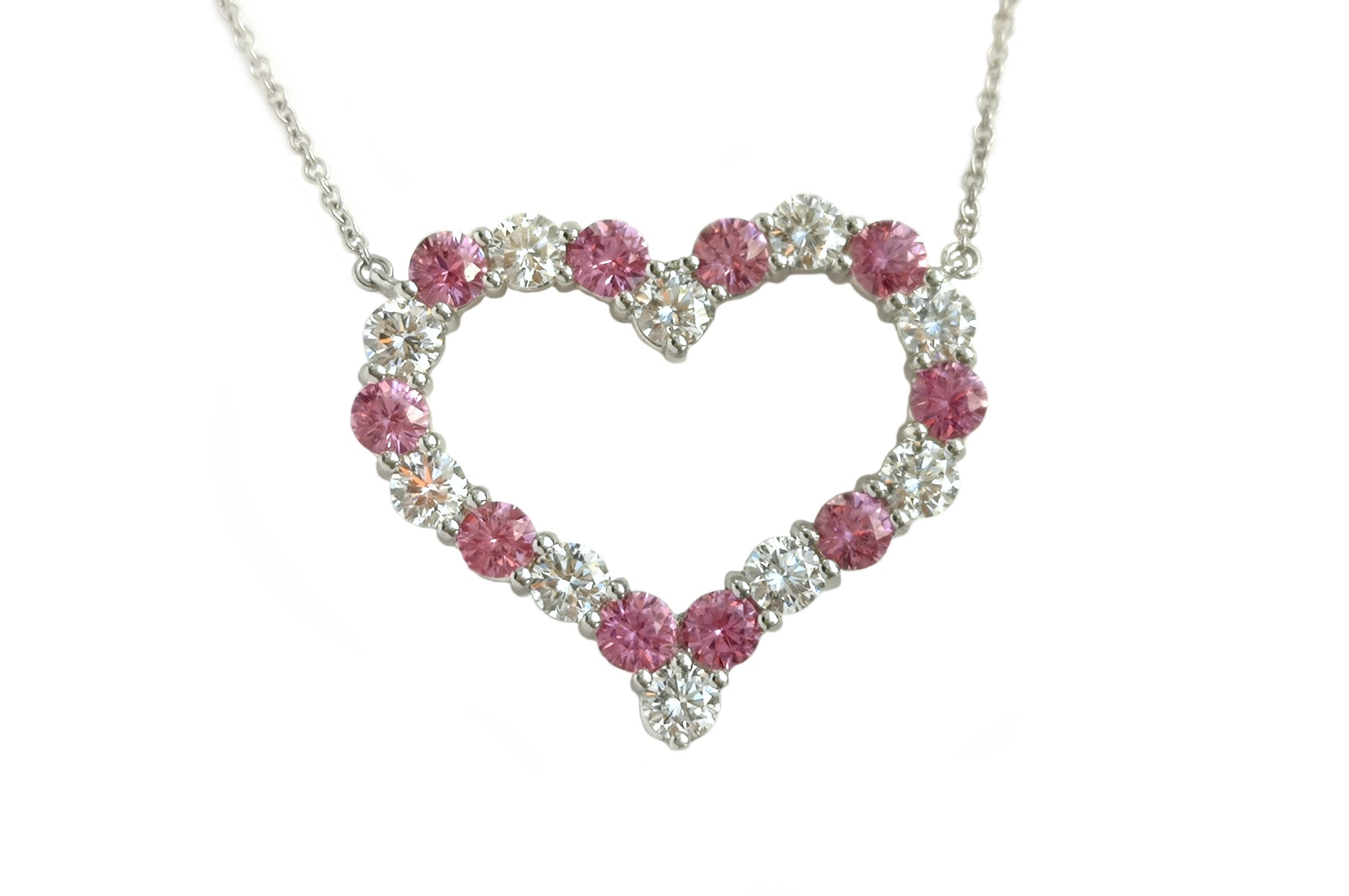 Sydney Evan 14K Yellow Gold 20th Pink Sapphire Heart Charm Tiffany Chain  Necklace - Bergdorf Goodman
