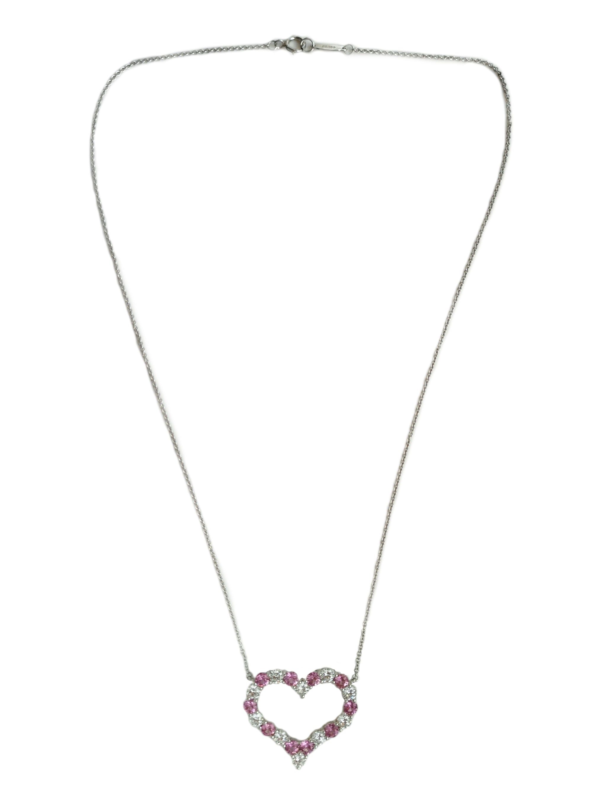 Tiffany & Co. Pink Sapphire Diamond Platinum Legacy Pendant Necklace |  Wilson's Estate Jewelry