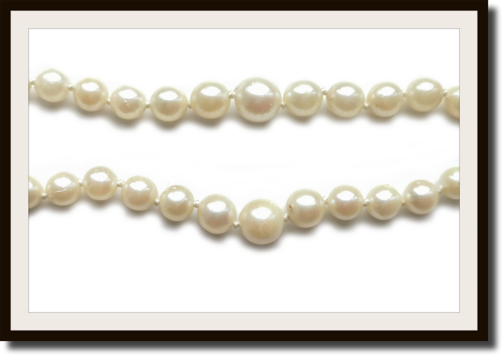 Vintage Akoya 18 inch Two Strand Knotted Graduated Cultured Pearl Necklace 18k Clasp