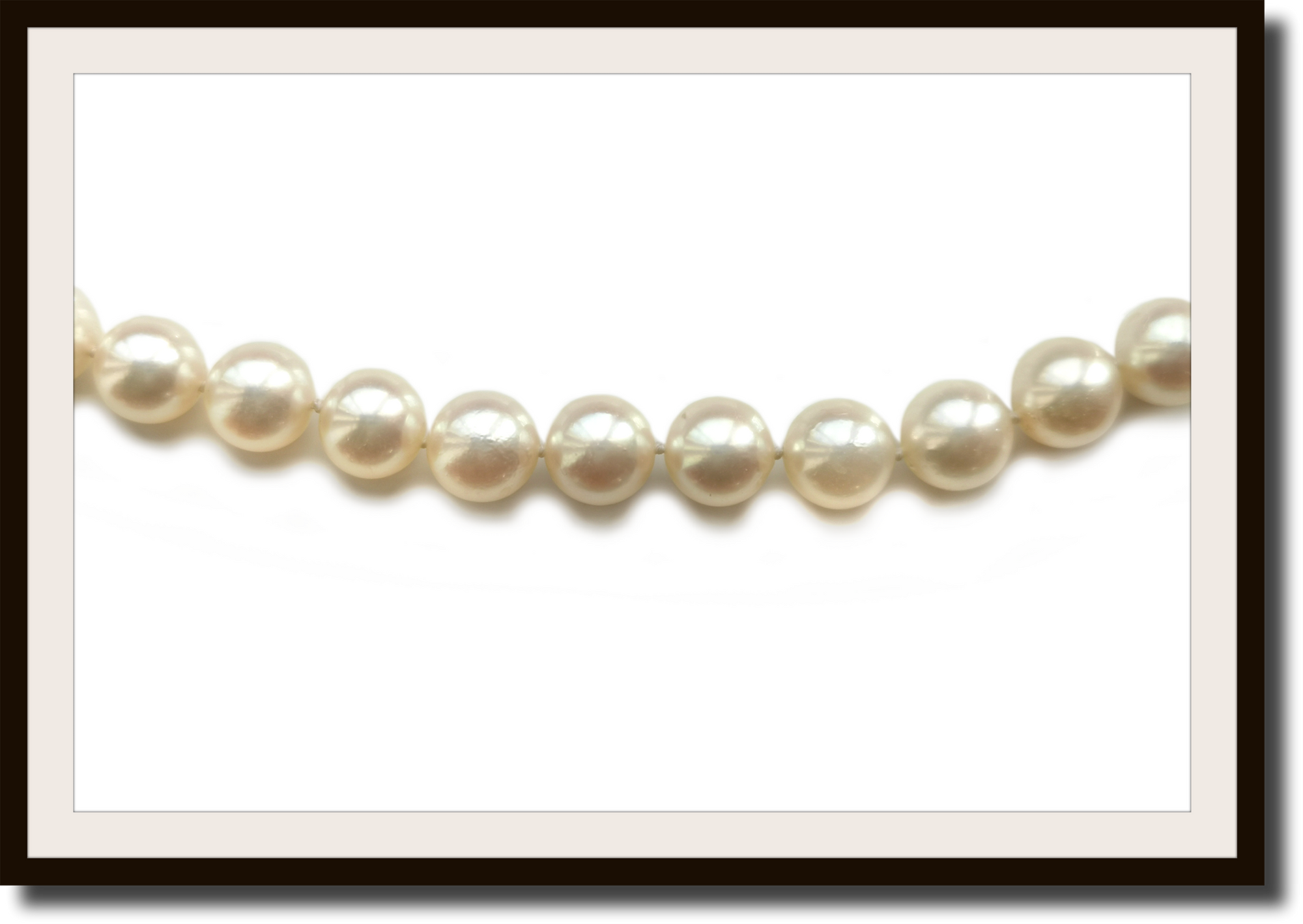 Vintage 1990s 7.28mm Cultured Pearl Necklace with Diamond 18k Clasp 18in