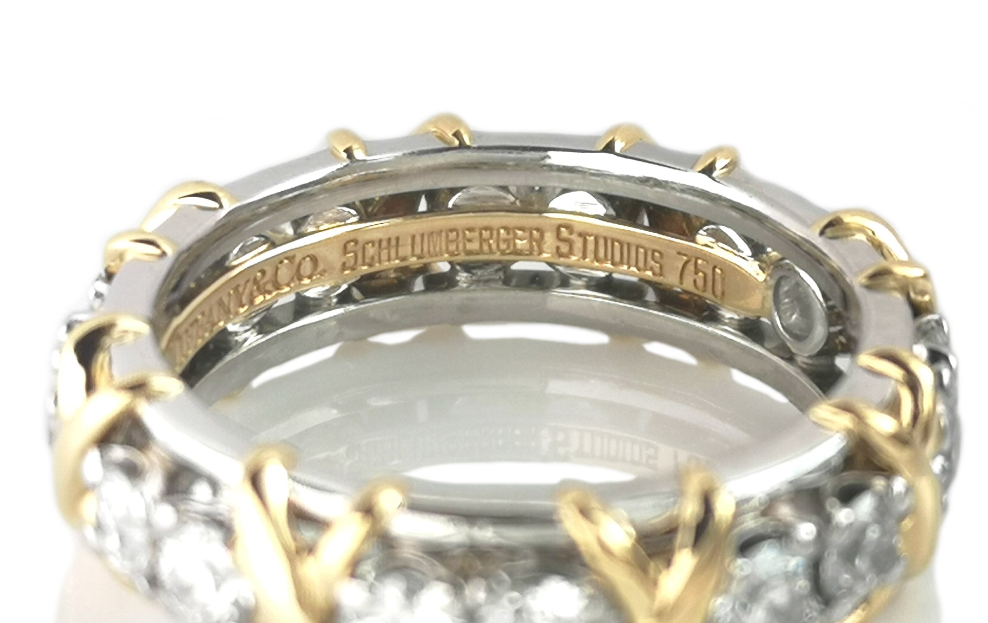 Tiffany & Co. Schlumberger 16 Stone 1.14ct Diamond Gold Platinum Ring