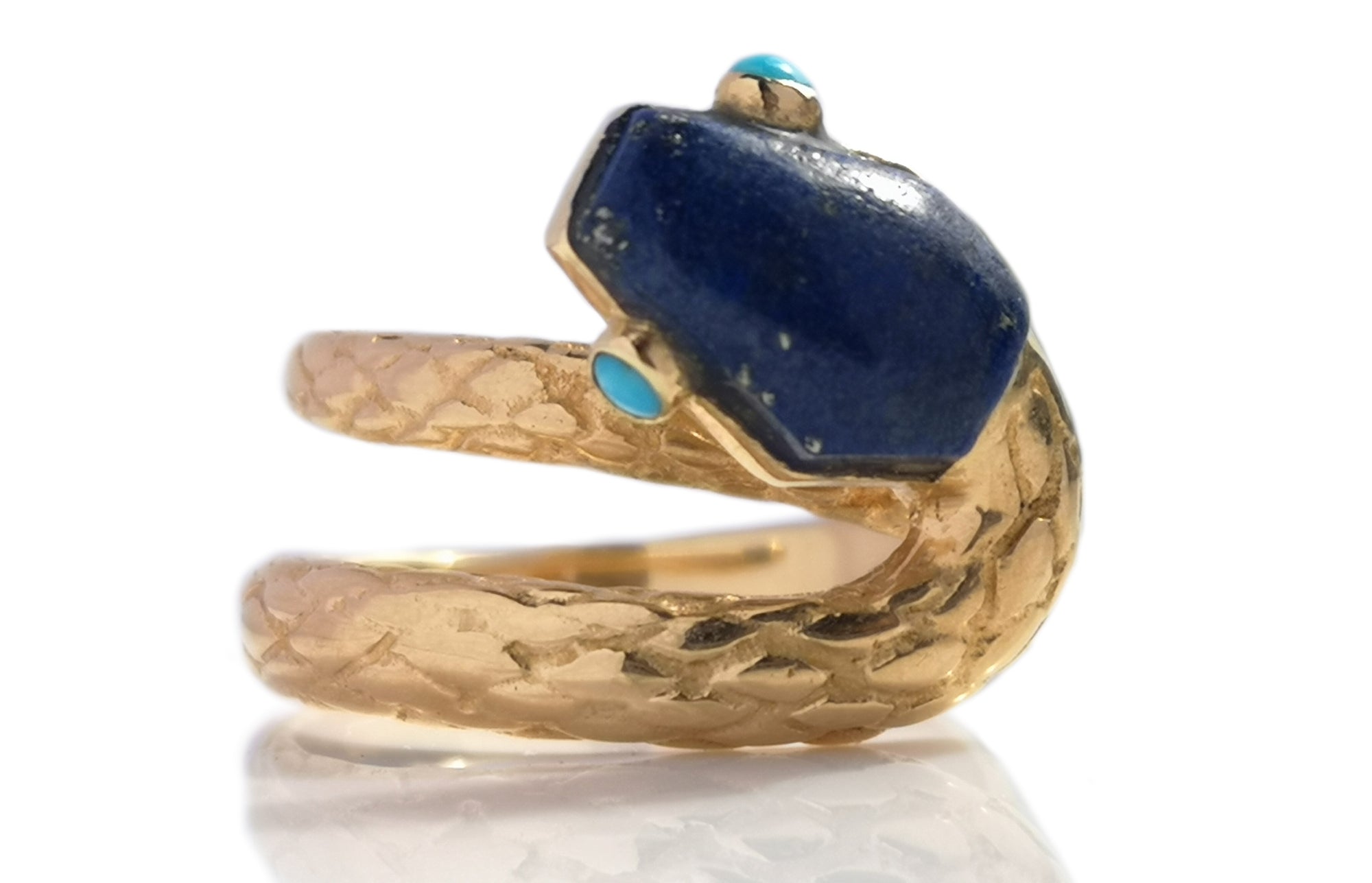 Vintage Cartier 1970s Lapis Lazuli Turquoise Snake Ring SZ M (US 6)