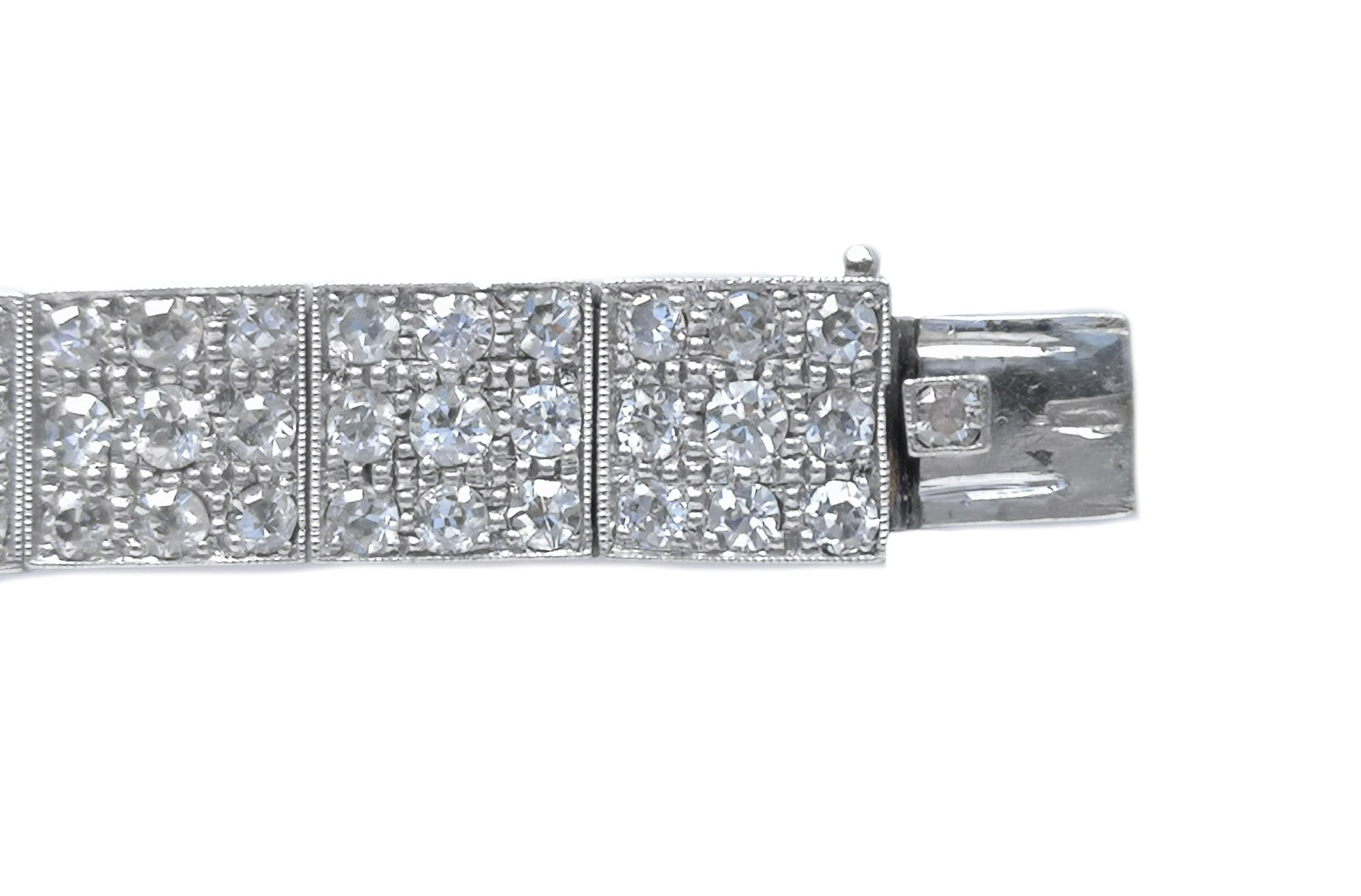 1920 Art Deco 5.17ct Old Cut Pave Diamond Set Bracelet