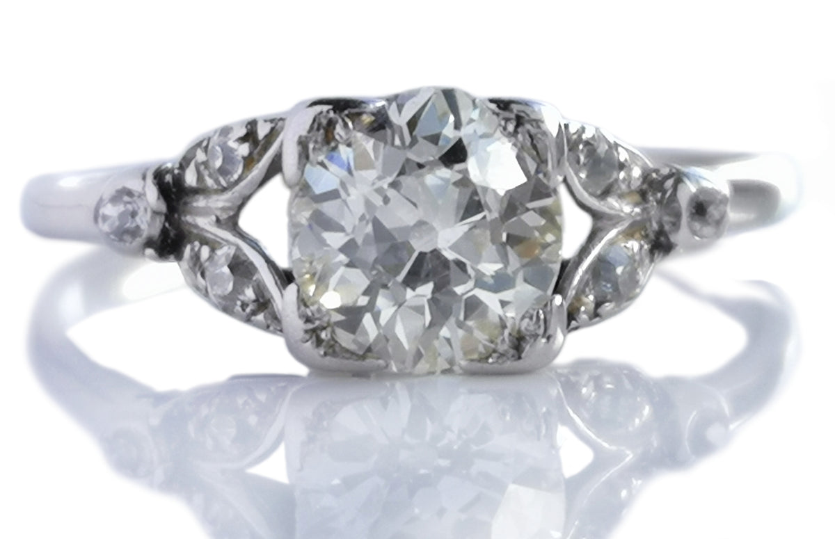Mid Century 1.0ct I/VS Old European Cut Diamond Engagement Ring