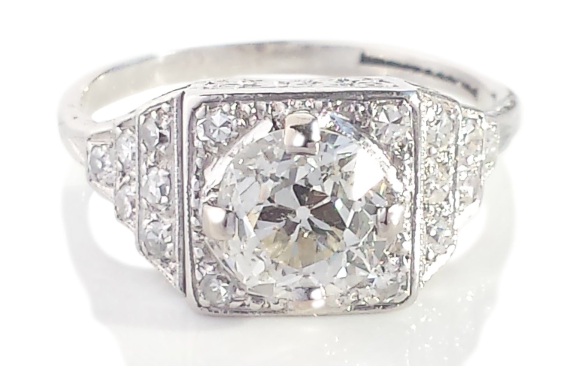 Original Art Deco 1.49tcw Old Cut Diamond Engagement Ring
