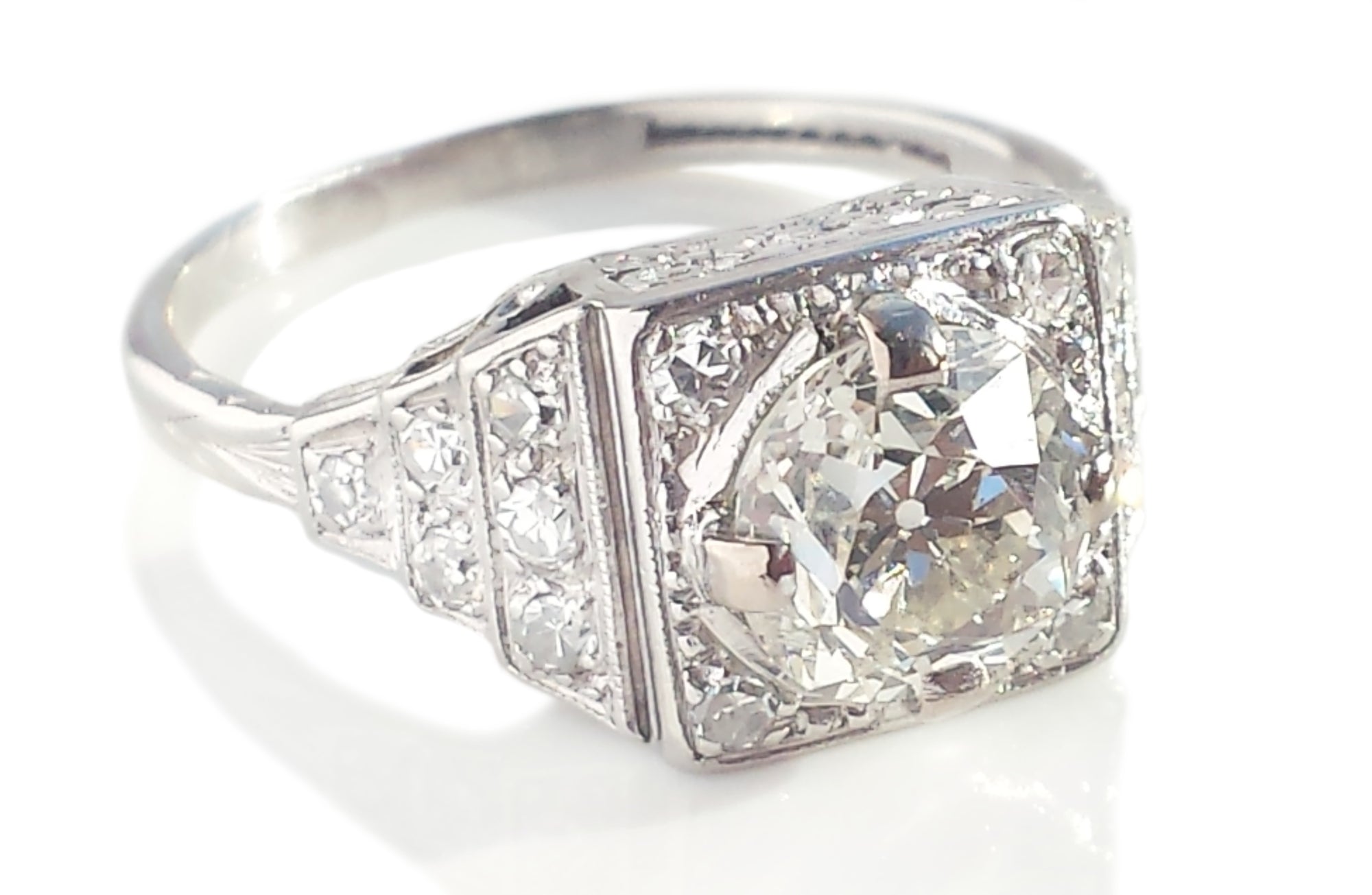 Original Art Deco 1.49tcw Old Cut Diamond Engagement Ring