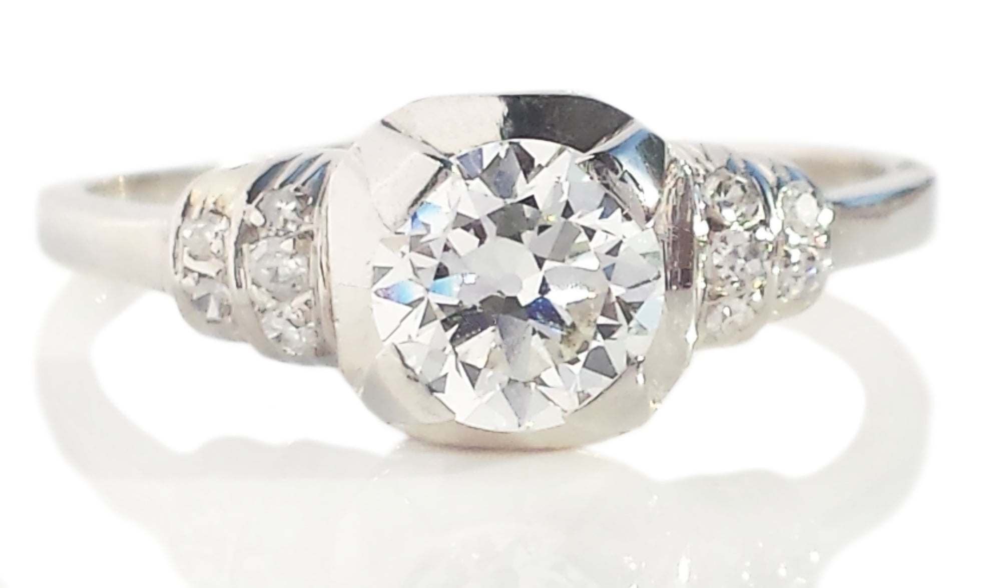 Art Deco 0.75ct Old Cut Diamond Engagement Ring