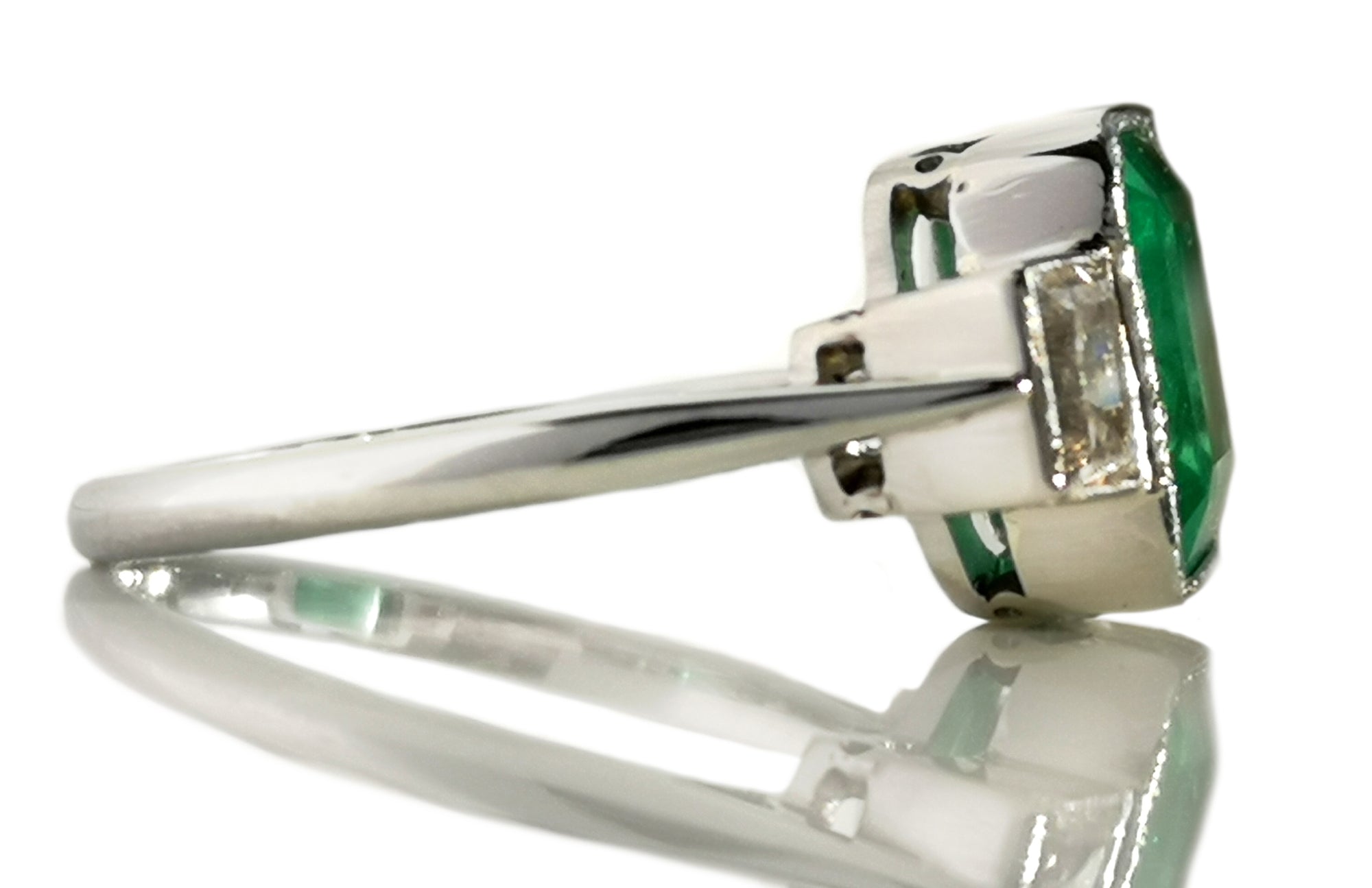 Mid Century 2.40ct Emerald & 0.60ct Diamond Engagement Ring