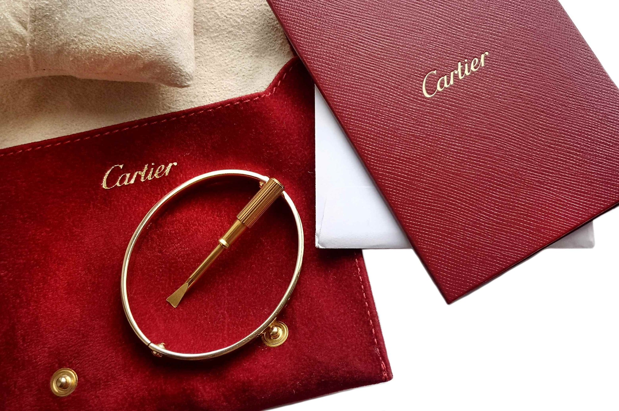 Cartier 18k Yellow Gold Love Bracelet with Certificate, Size 18