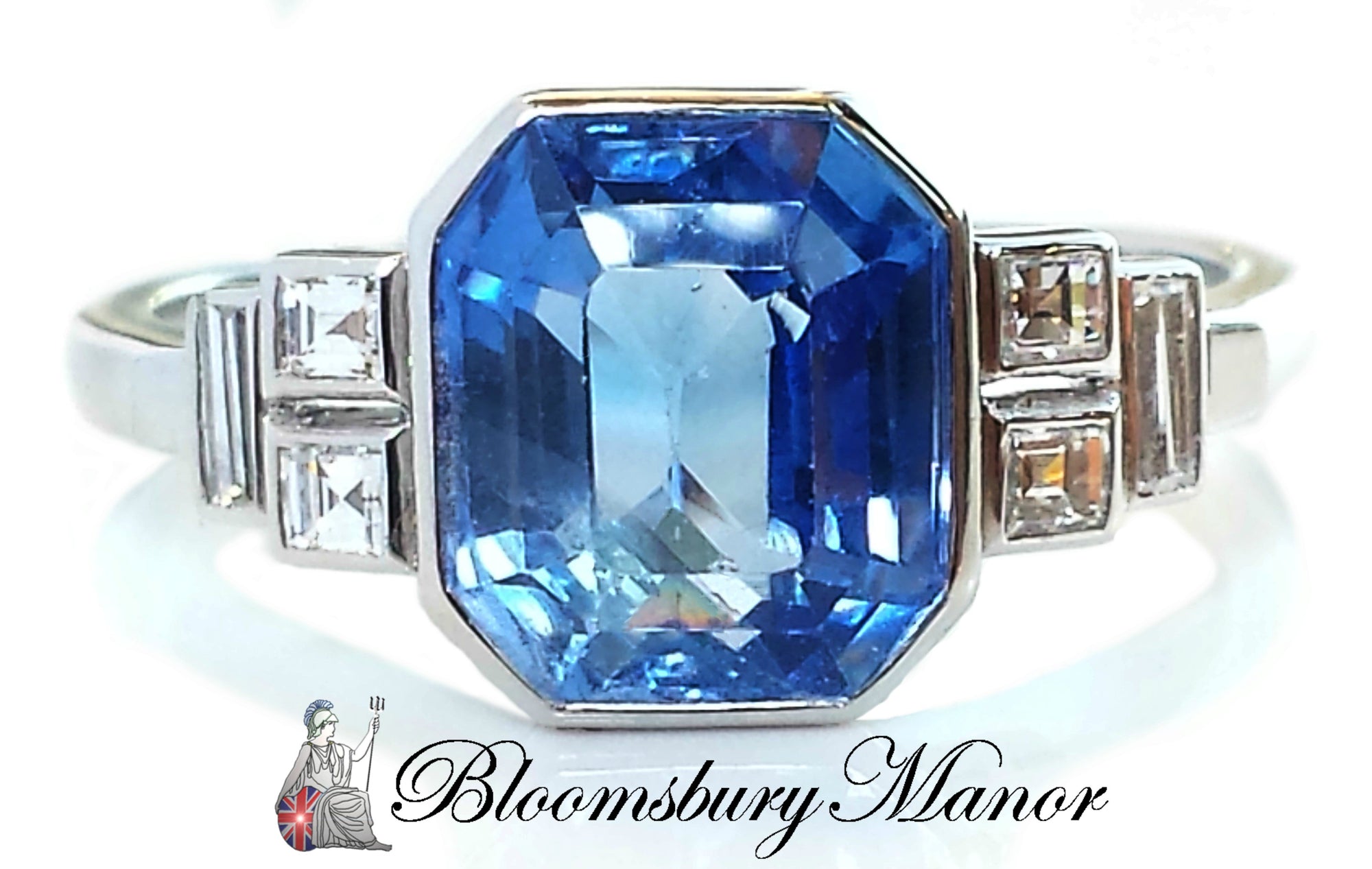 Art Deco Sapphire Old Cut Diamond Engagement RIng