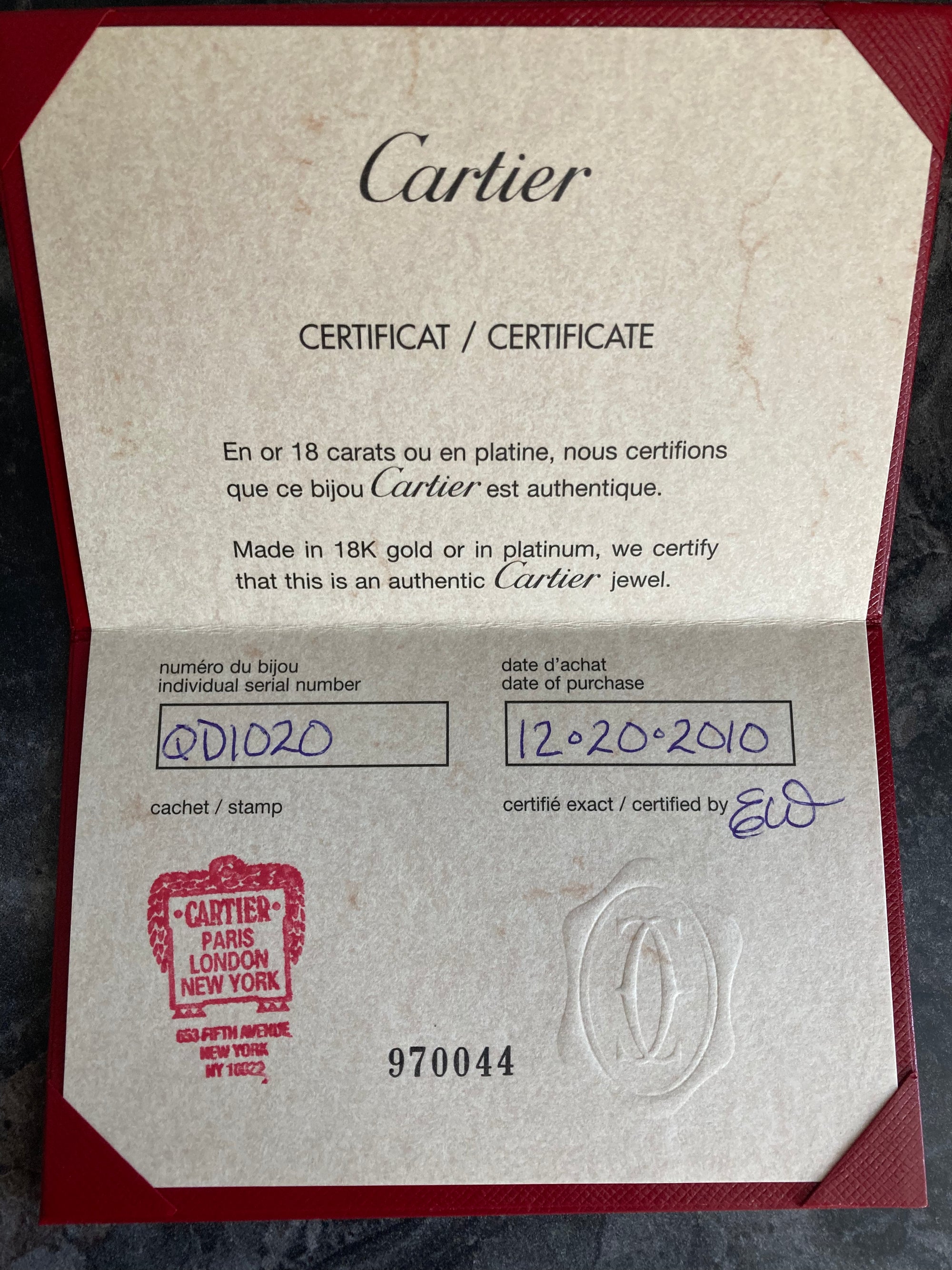 Cartier Trinity Bracelet 18K, 4.5mm, Certificate, Size 19.5mm