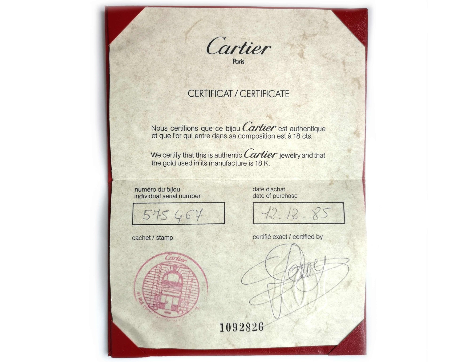 1980s Cartier C de Trinity Diamond Bracelet Bangle Sz 17 Certificate