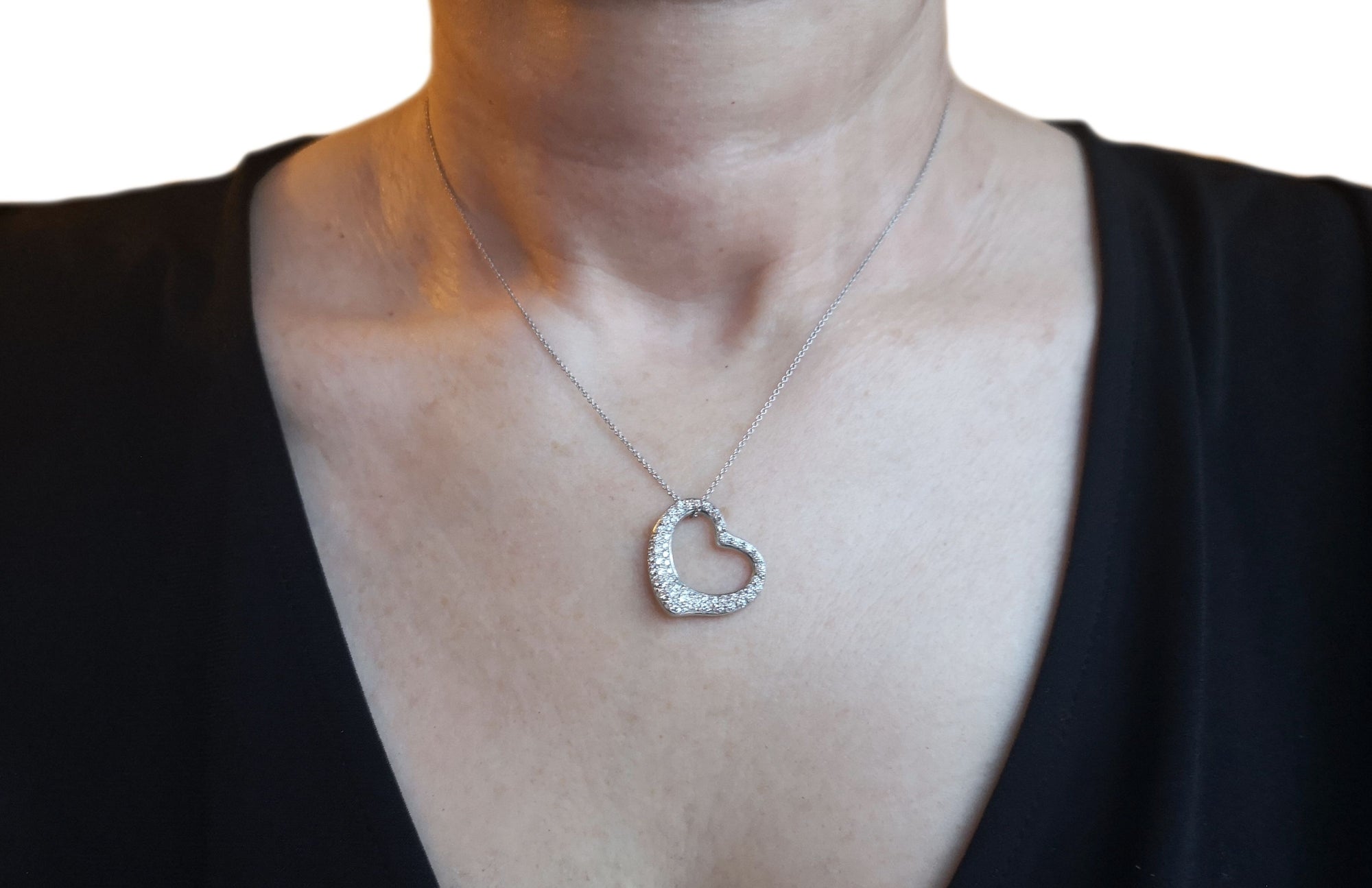 Tiffany & Co. Elsa Peretti Pave Heart Diamond Necklace, Medium