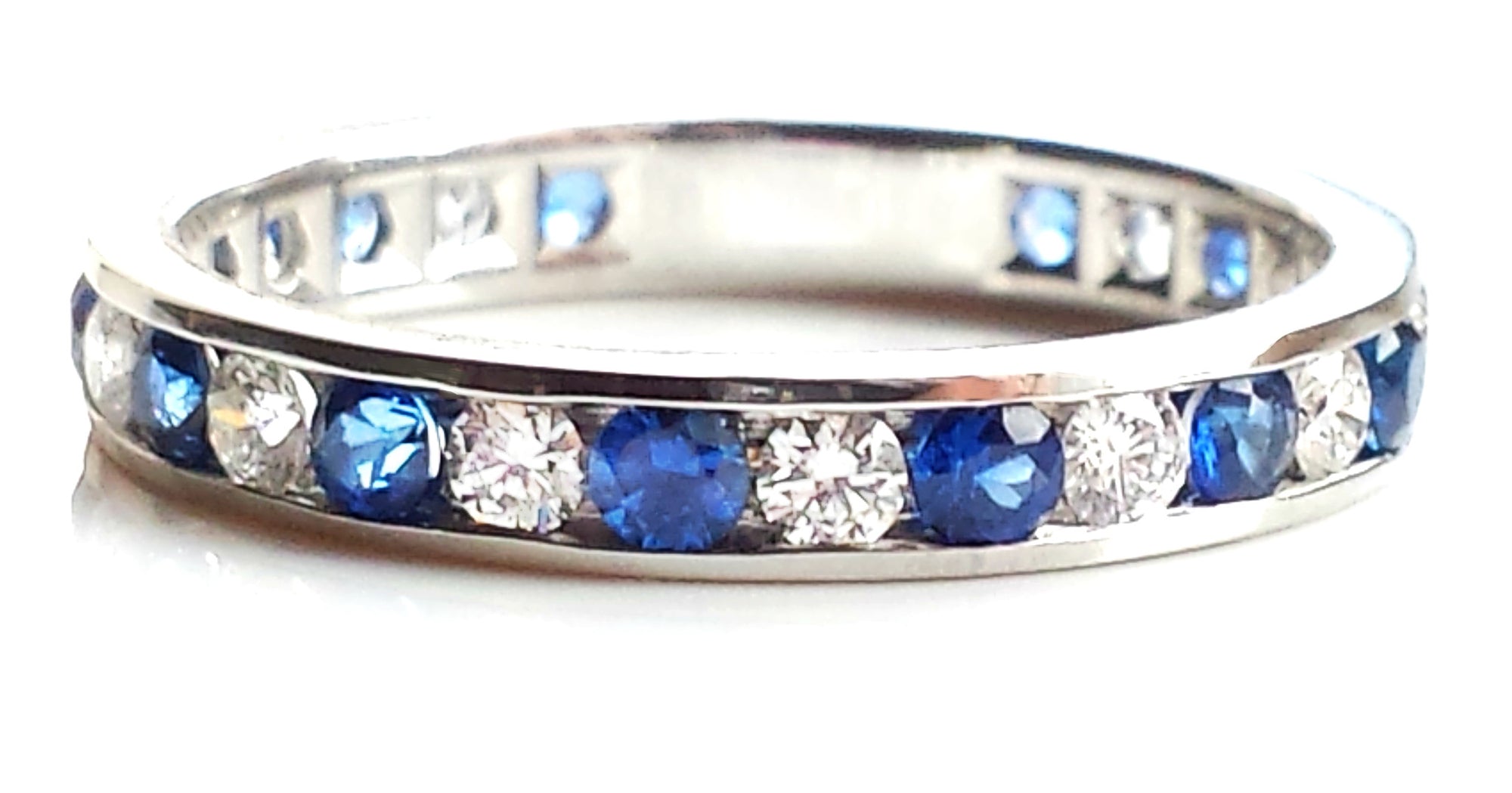 Tiffany & Co. 3mm Sapphire & Diamond Eternity / Celebration Ring in Platinum