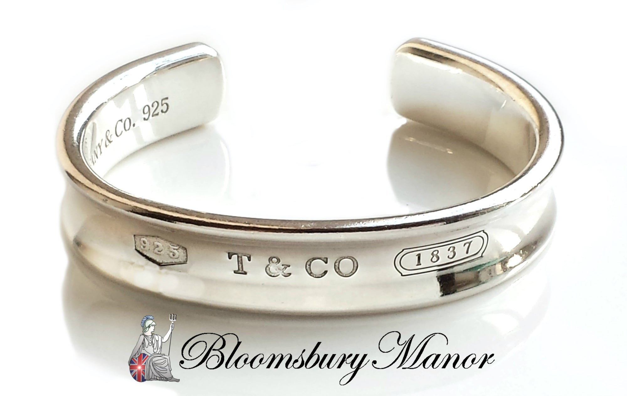 Tiffany & Co 1837 Sterling Silver Bangle Bracelet Small + Pouch