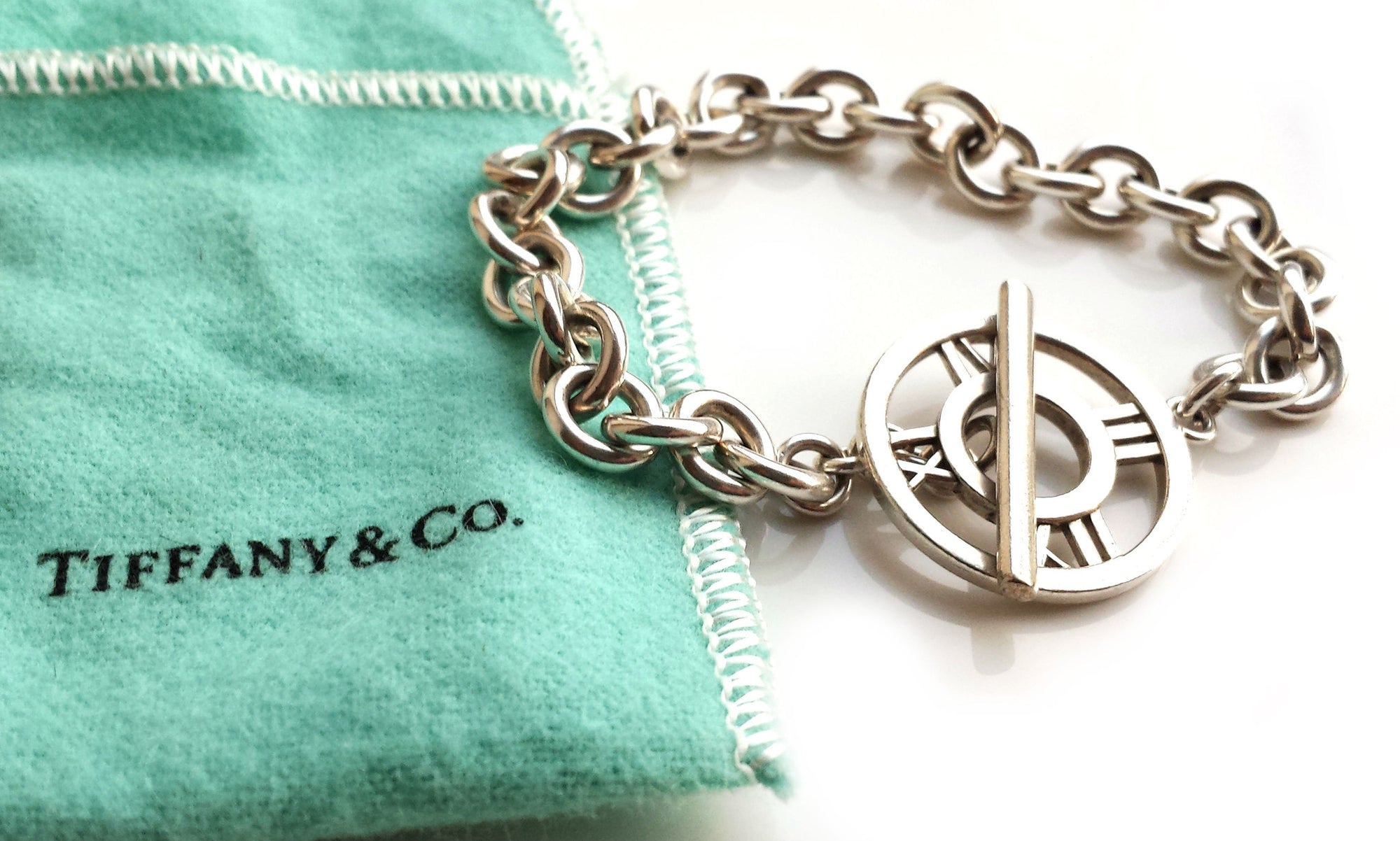 Tiffany & Co. 7½ inch Sterling Silver Atlas Toggle Bracelet with Pouch