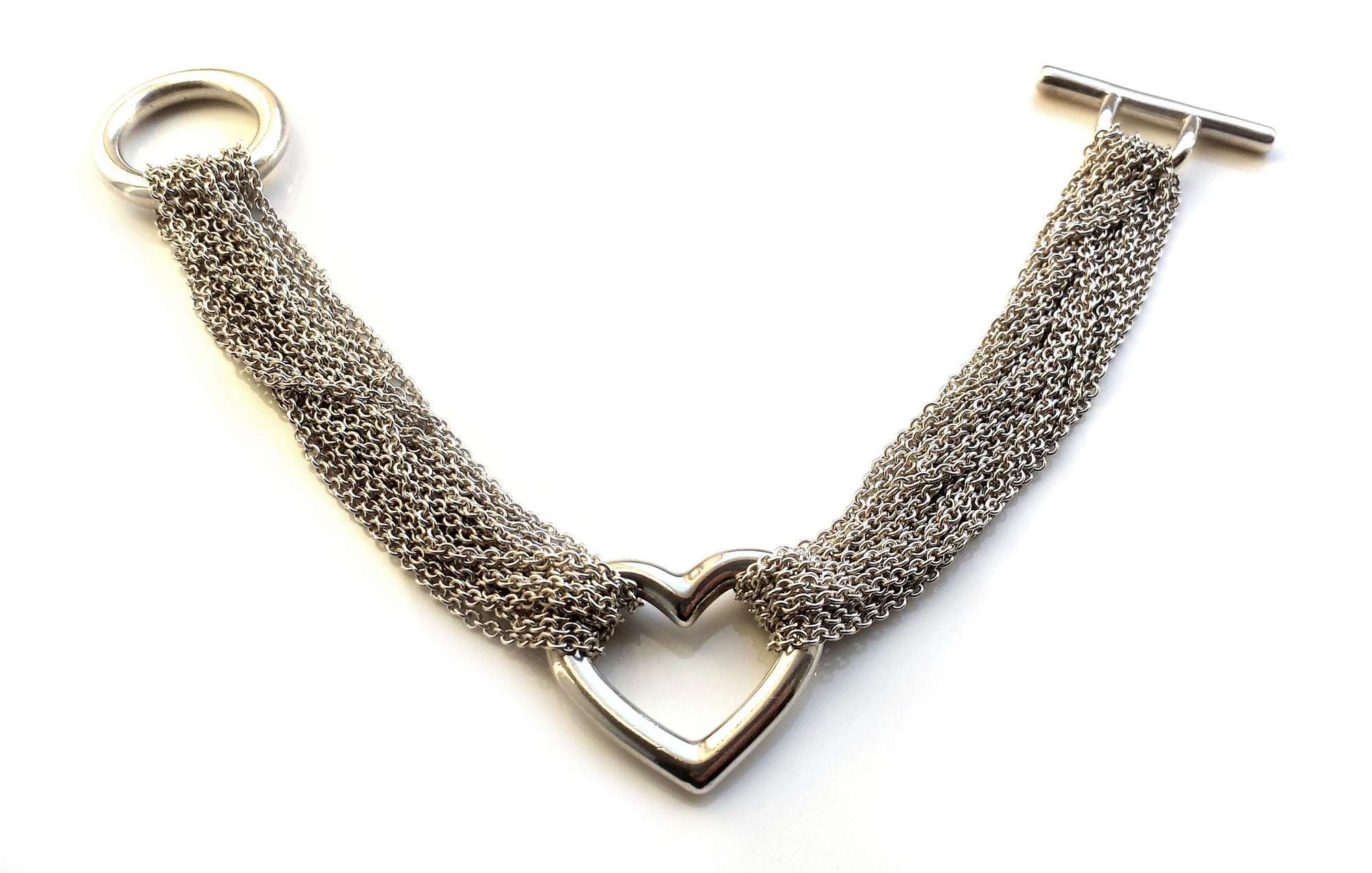Tiffany & Co Multi Strand Heart Bracelet Sterling Silver 7.5in
