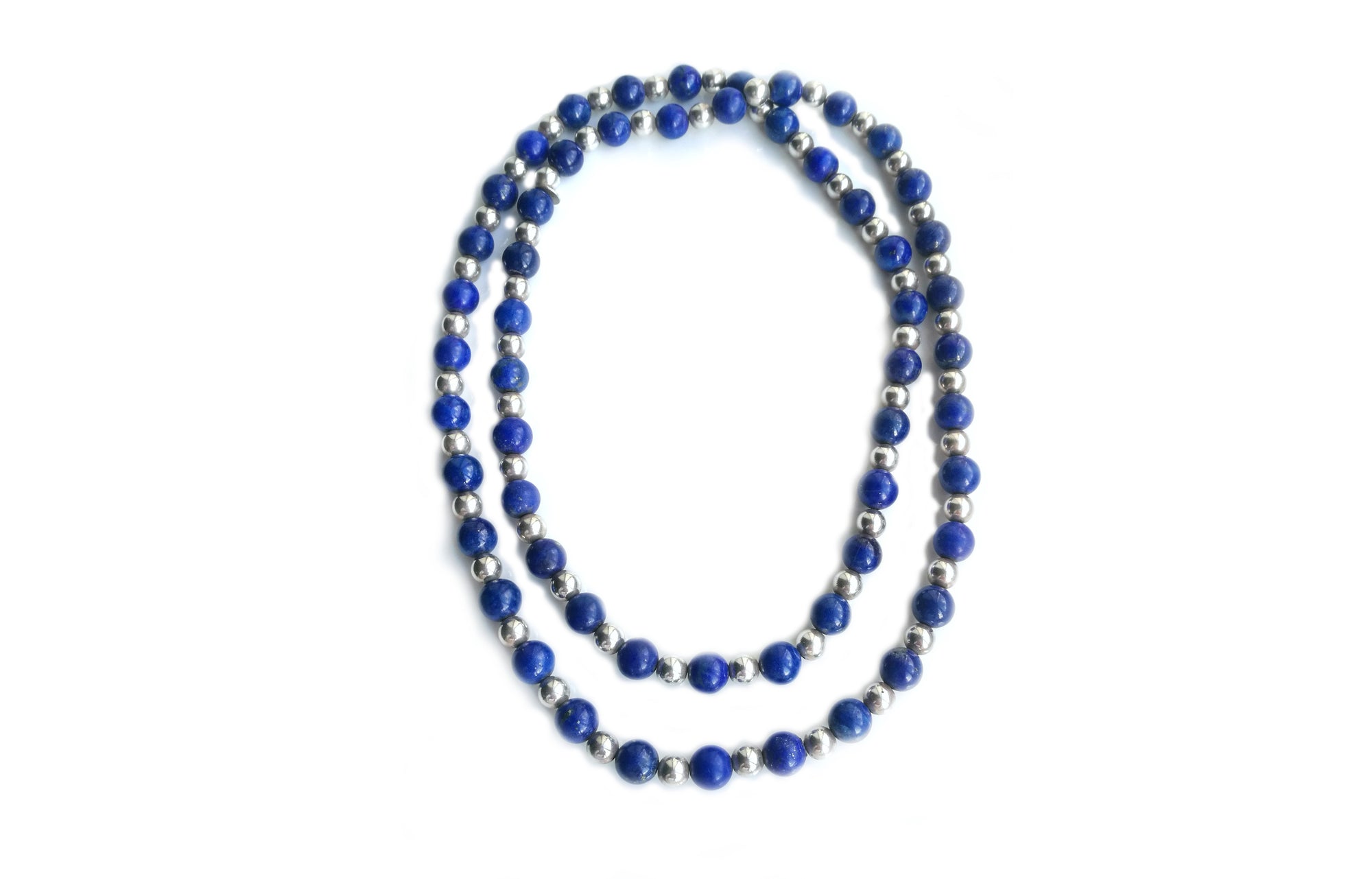 Tiffany & Co Sterling Silver Lapis Lazuli Bead Sautoir Necklace 30 in