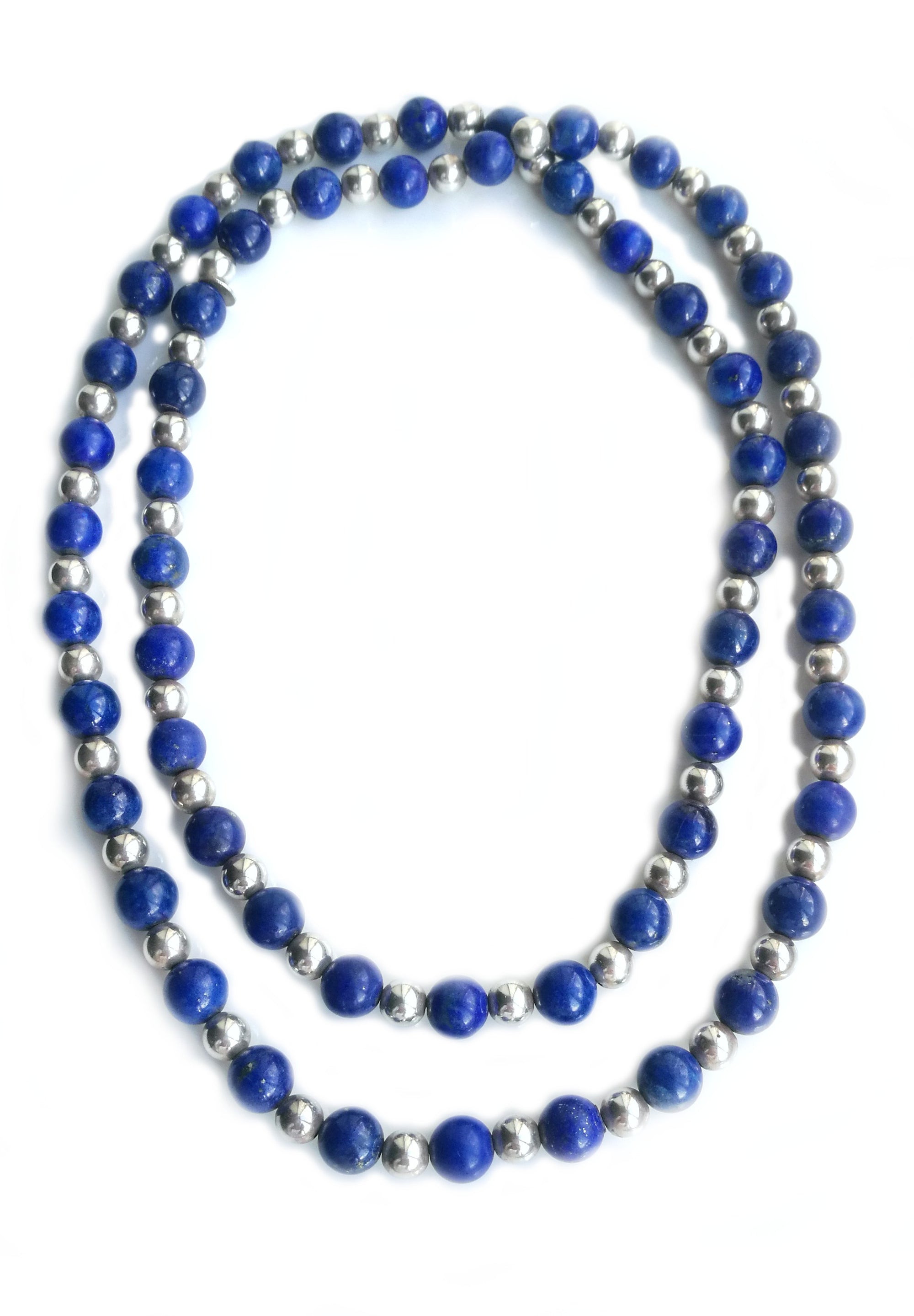 Tiffany & Co Sterling Silver Lapis Lazuli Bead Sautoir Necklace 30 in