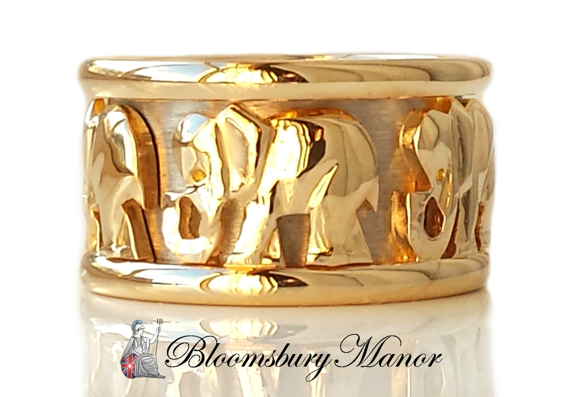Cartier Walking Elephant Frieze Ring in 18k White & Yellow Gold, Size 52
