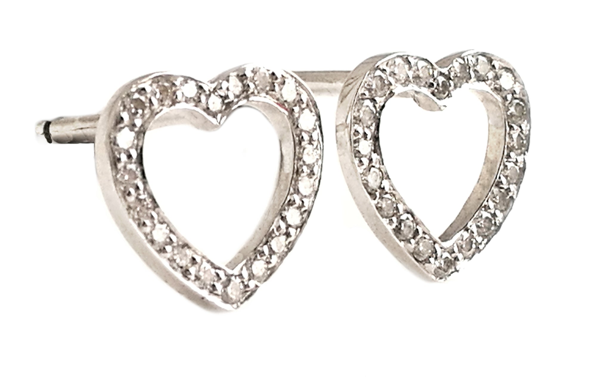 Tiffany & Co Heart Outline Diamond Platinum Earrings