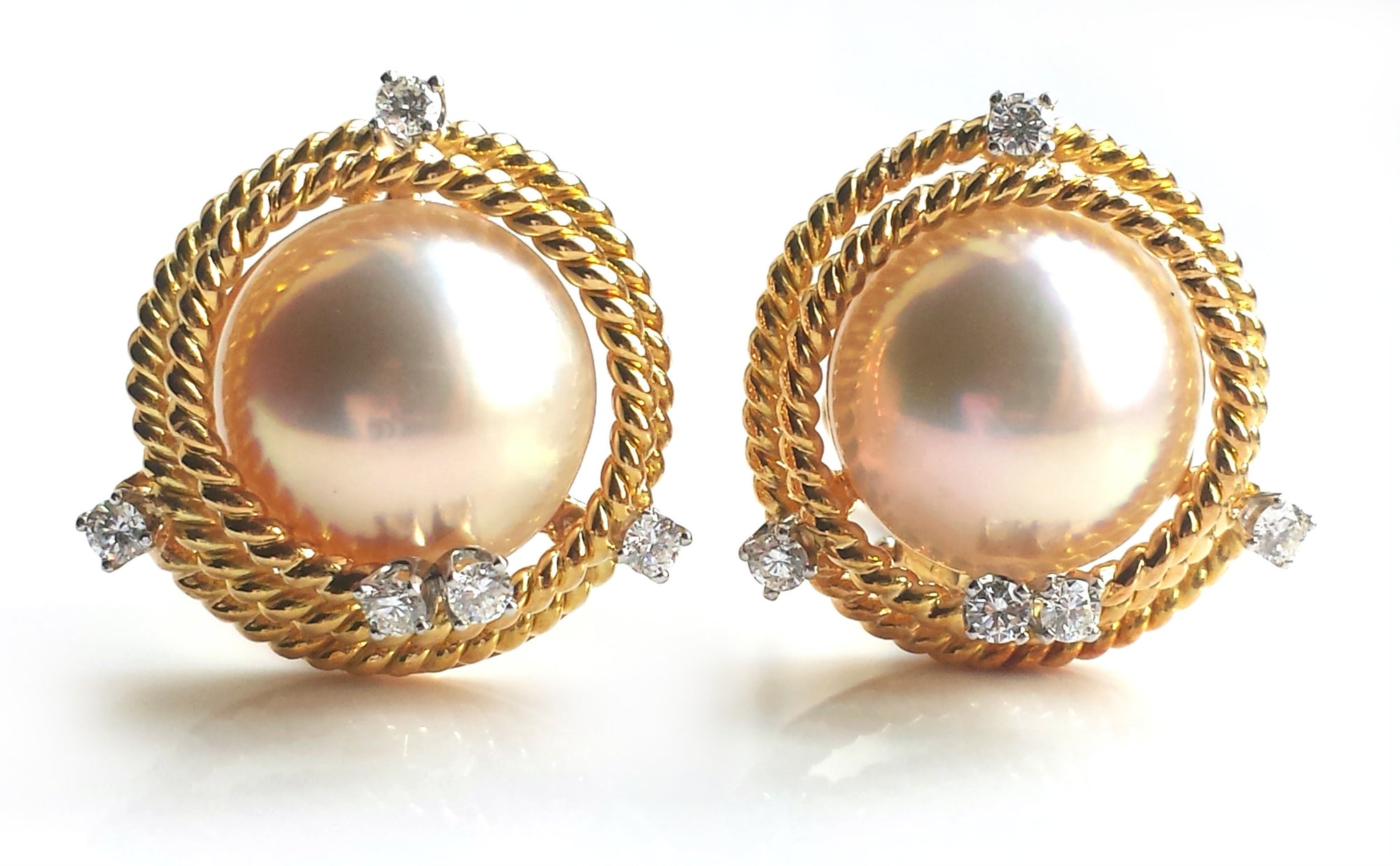 Tiffany Schlumberger Rope Diamond Earrings 18k Gold Platinum