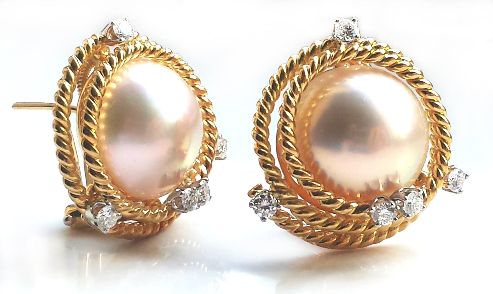 Tiffany Schlumberger Rope Diamond Earrings 18k Gold Platinum