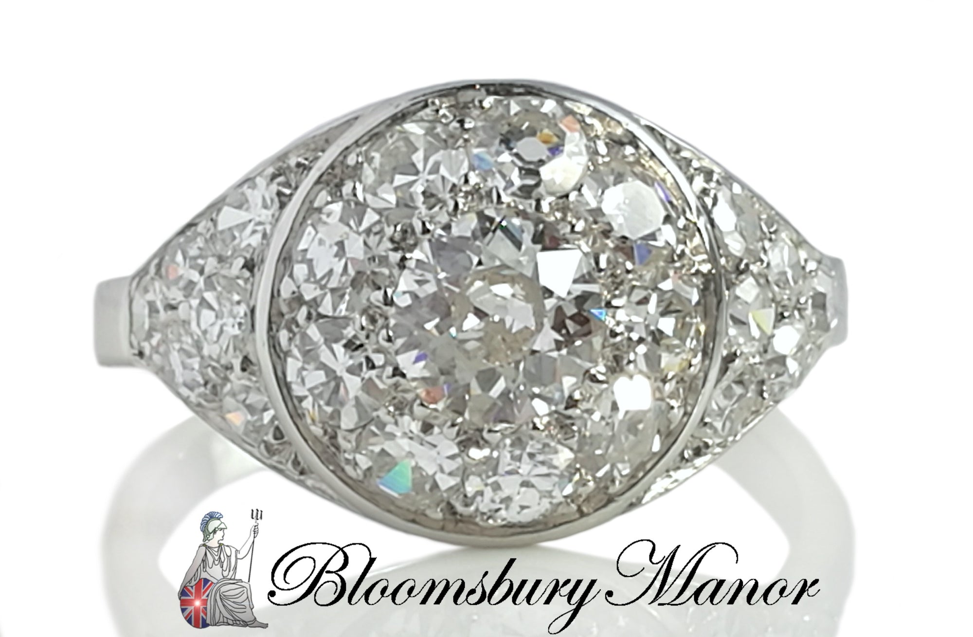 Antique Art Deco 1.77ct Bombe Old Cut Diamond Platinum Engagement Ring SZ L 5.75