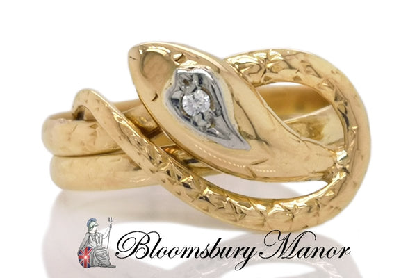 Antique Victorian French Old Cut Diamond Serpent Snake Ring Sz O ...