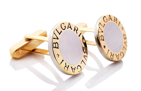 Bulgari Bvlgari Steel & 18k Gold Cufflinks - Bloomsbury Manor Ltd