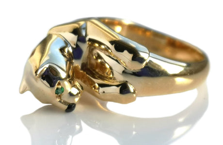 Cartier Panthere Ring in 18k Gold & Emerald, Size 50 - Bloomsbury Manor Ltd