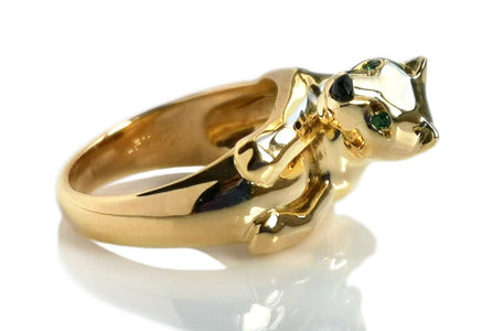 Cartier Panthere Ring in 18k Gold & Emerald, Size 50 - Bloomsbury Manor Ltd