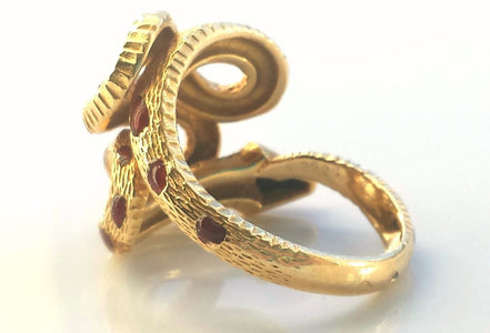 Cartier Rare Vintage 1970s Snake / Serpent Ring 18K Yellow Gold, Onyx & Enamel - Bloomsbury Manor Ltd