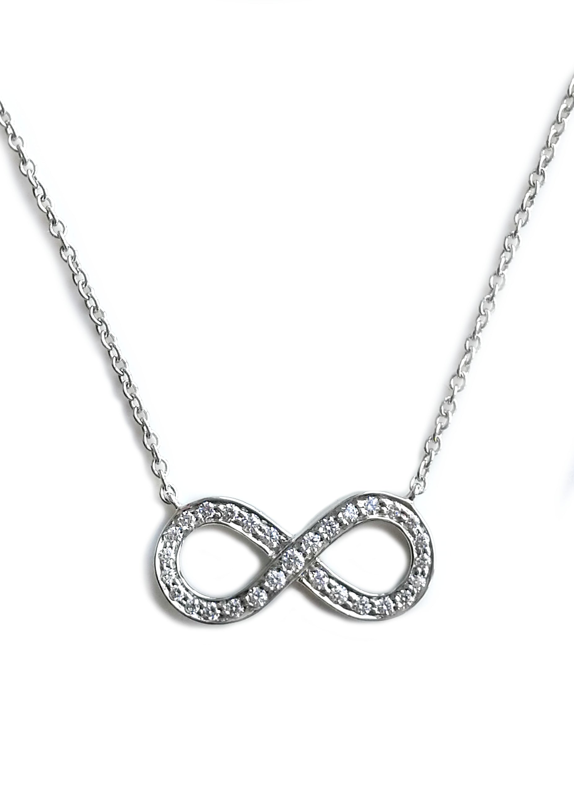 Tiffany & Co Infinity 8 .10ct Diamond Pendant Platinum Necklace Original Box