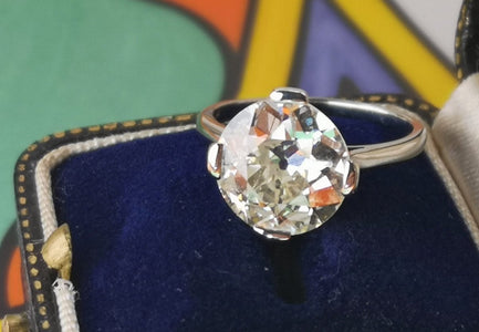 Original Art Deco 3.75ct M/VS2 Old European Brilliant Cut Diamond Engagement Ring - Bloomsbury Manor Ltd