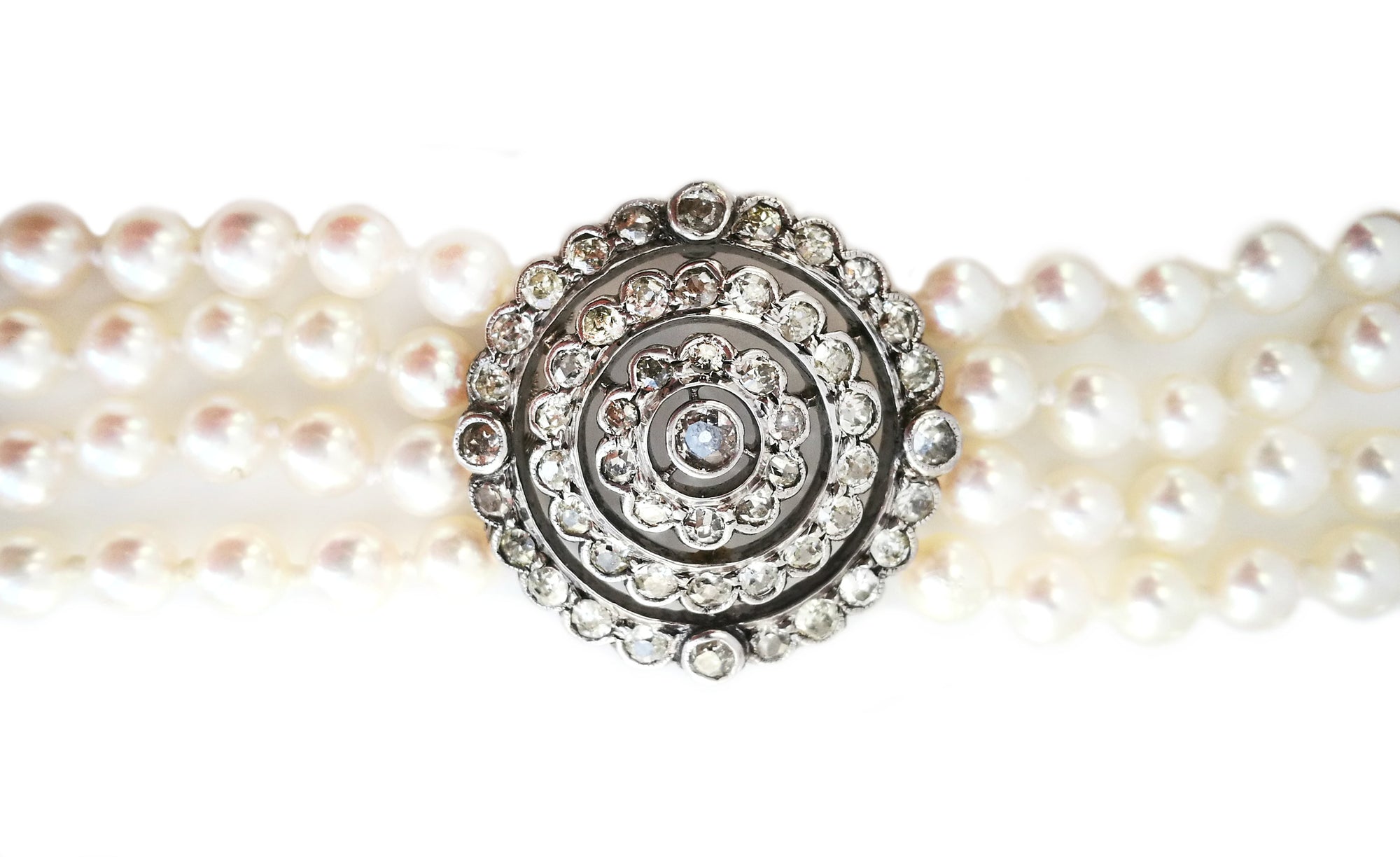 Old Cut Diamond 1.70ct Edwardian/Modern Diamond Cultured Pearl Bracelet