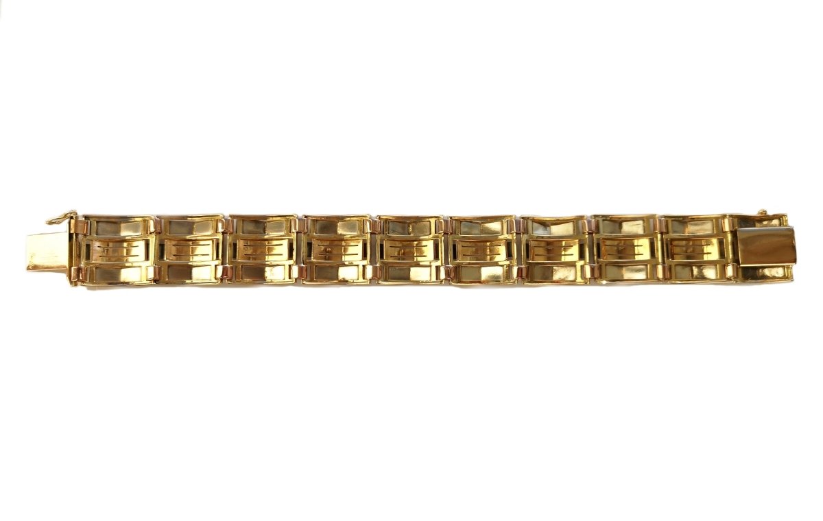 Retro Vintage Tank Bracelet White Rose Yellow 18k Gold - Bloomsbury Manor Ltd