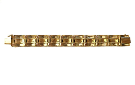 Retro Vintage Tank Bracelet White Rose Yellow 18k Gold - Bloomsbury Manor Ltd