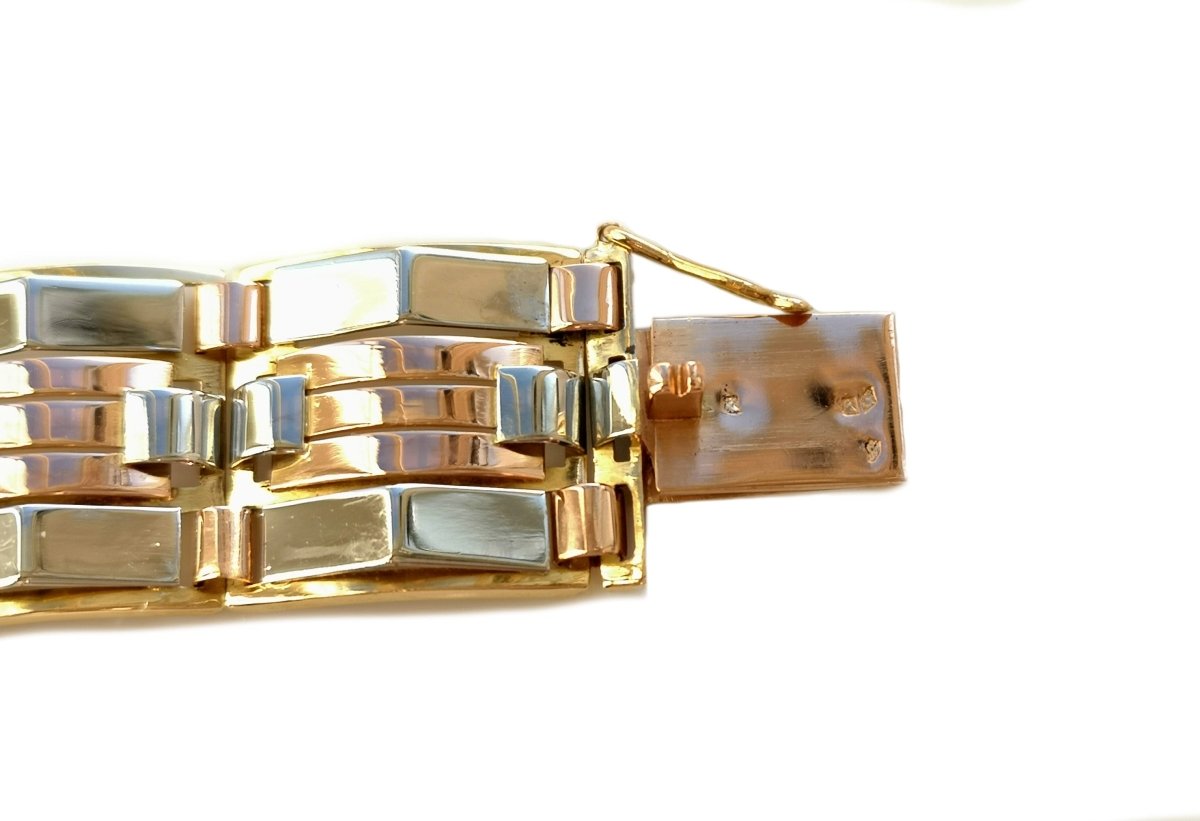 Retro Vintage Tank Bracelet White Rose Yellow 18k Gold - Bloomsbury Manor Ltd