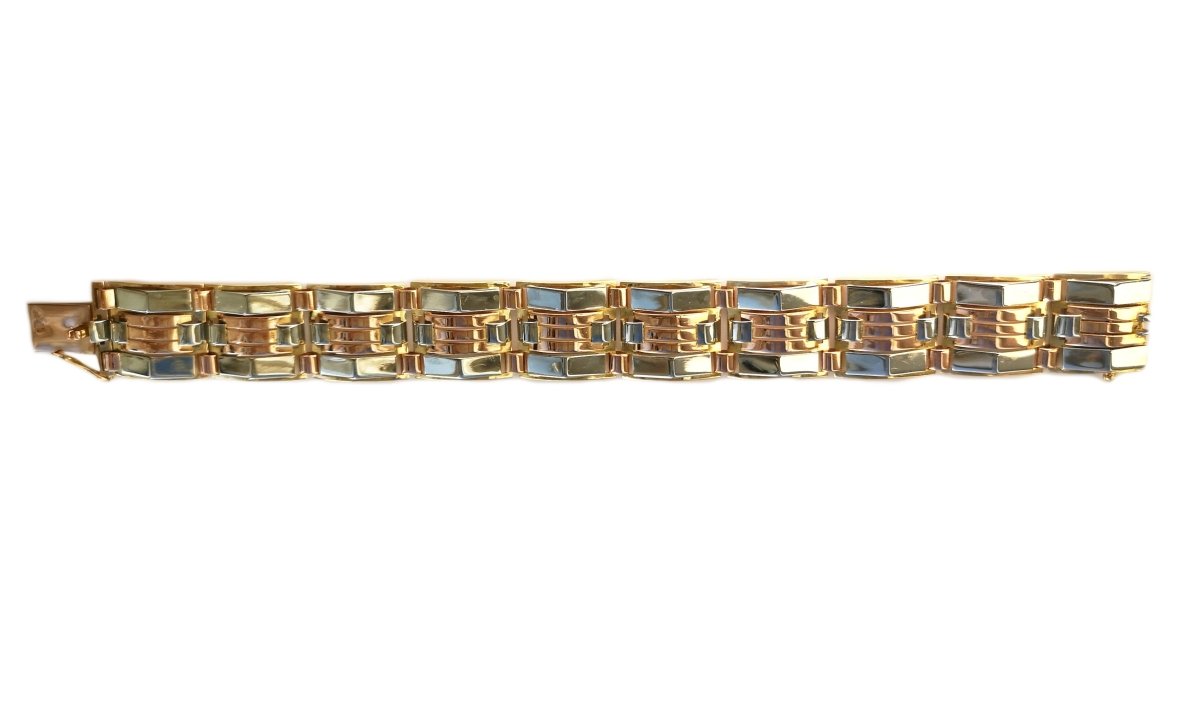 Retro Vintage Tank Bracelet White Rose Yellow 18k Gold - Bloomsbury Manor Ltd