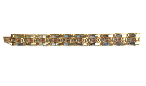 Retro Vintage Tank Bracelet White Rose Yellow 18k Gold - Bloomsbury Manor Ltd