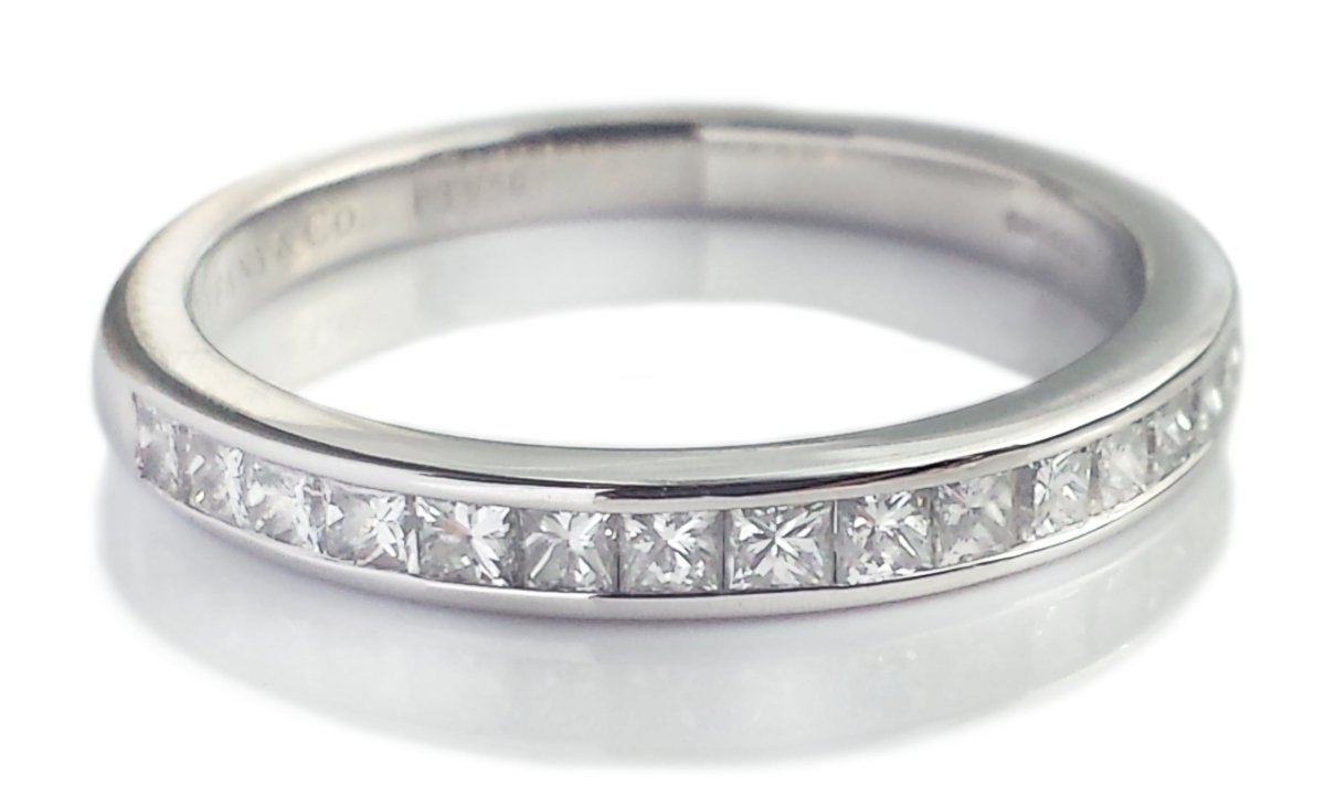 Tiffany & Co. 0.39ct Princess Cut Diamond Wedding Band / Ring - Bloomsbury Manor Ltd