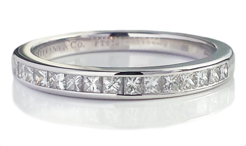 Tiffany & Co. 0.39ct Princess Cut Diamond Wedding Band / Ring - Bloomsbury Manor Ltd