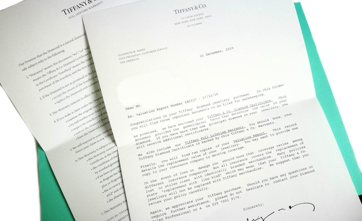 Tiffany & Co. 0.44ct Triple XXX I/VS1 Round Brilliant Engagement Ring - Bloomsbury Manor Ltd