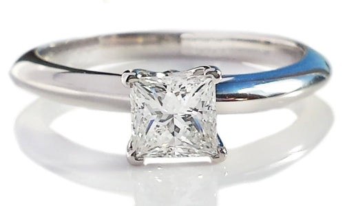 Tiffany & Co. 0.51ct F/SI1 Princess Cut Diamond Engagement Ring - Bloomsbury Manor Ltd