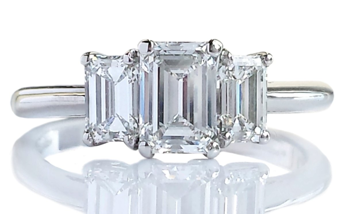 Tiffany E/F/VVS2 3-Stone Emerald Cut Diamond - Main Image