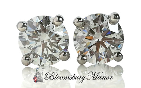 Tiffany & Co. 1.48tcw E/VS1/VS2 Round Brilliant Diamond Platinum Stud Earrings - Bloomsbury Manor Ltd