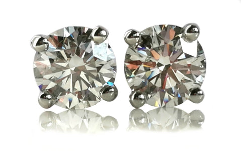 Tiffany & Co. 1.48tcw E/VS1/VS2 Round Brilliant Diamond Platinum Stud Earrings - Bloomsbury Manor Ltd