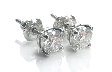 Tiffany & Co. 1.48tcw E/VS1/VS2 Round Brilliant Diamond Platinum Stud Earrings - Bloomsbury Manor Ltd